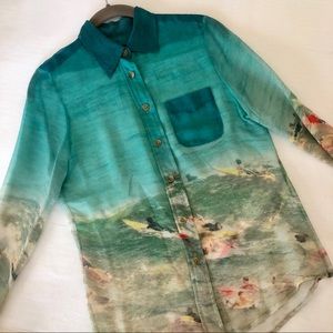 Harvey Faircloth silk surfer blouse size 4